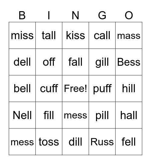 BONUS LETTER BINGO Card