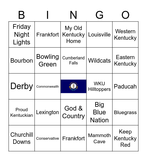 Kentucky  Bingo Card