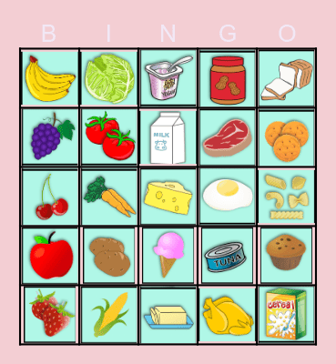 Food Groups Bingo Card