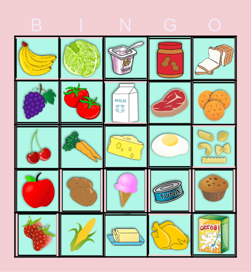 Food Groups Bingo Card