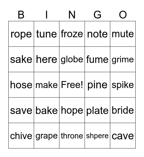 Chomp Bingo Card