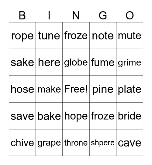 Chomp Bingo Card