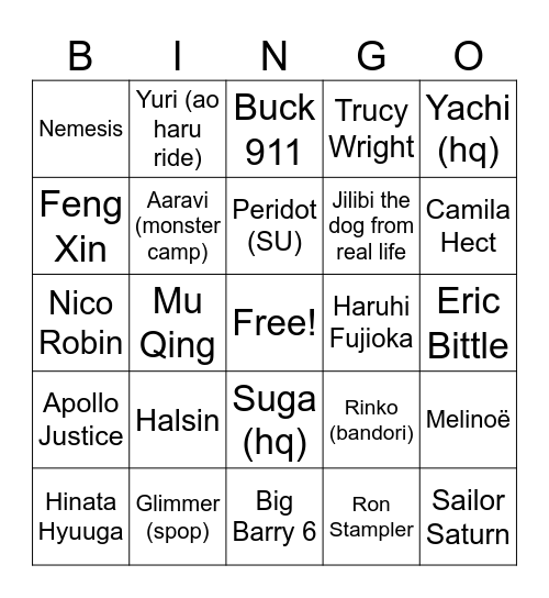 Characters that drive Lili to madness Bingo Card