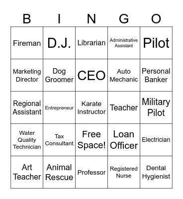 Career Day Bingo Card