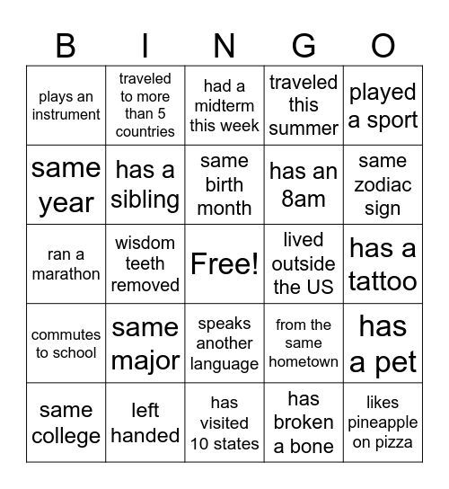 GBM #2 Bingo Card