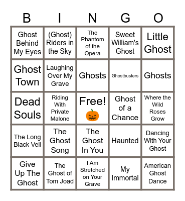 MUSIC BINGO at the Ann Arbor Eagles! 👻Ghosts and Hauntings... or Just Haunted! 👻 Bingo Card