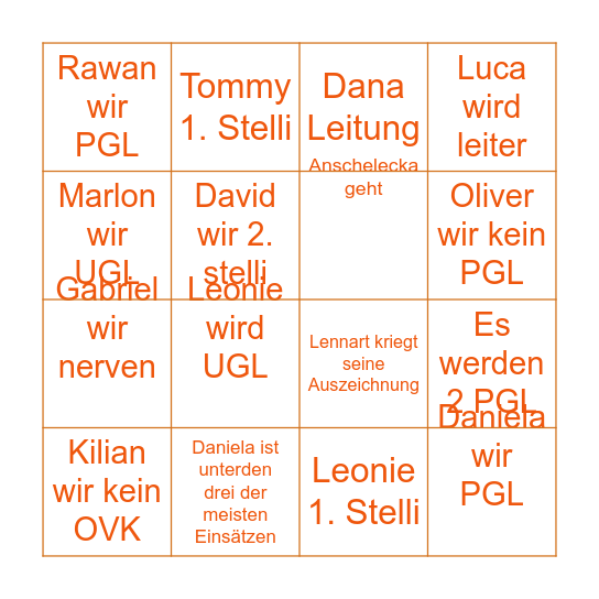 Vollversammlung Bingo Card