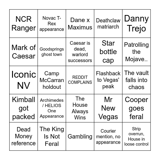 KELSO DOGSHIT SEASON 2 PREDICTION Bingo Card