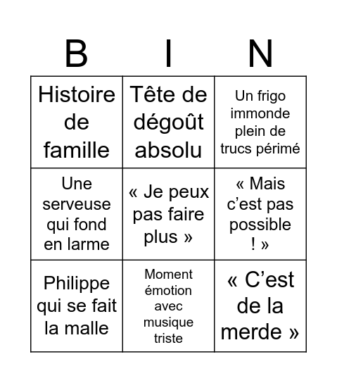 Cauchemar en cuisine Bingo Card