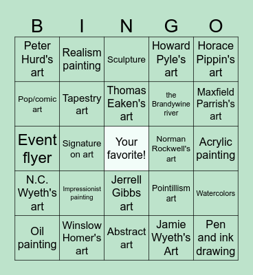 Brandywine Art Museum Bingo Card