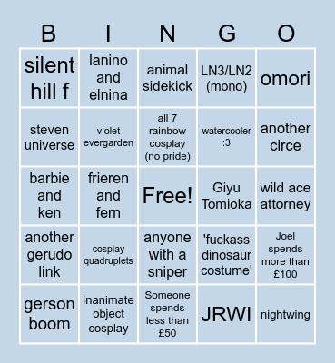 Comicon 25' Bingo Card