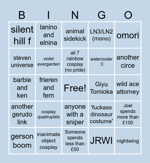 Comicon 25' Bingo Card