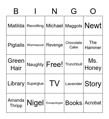 Matilda Bingo Card