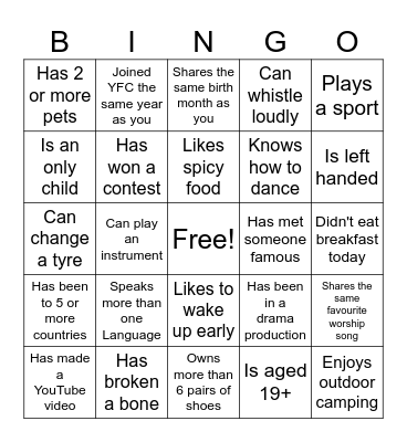 FIND SOMEONE WHOOOOOO... Bingo Card