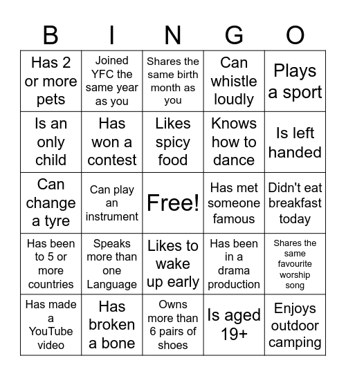 FIND SOMEONE WHOOOOOO... Bingo Card