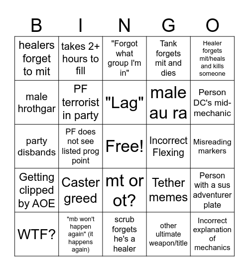 ffxiv ultimate pf bingo Card