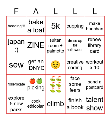 🍃🍁🌾 autumn 2025 bingo 🌾🍁🍃 Bingo Card