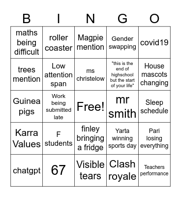 Graduation bingo Card