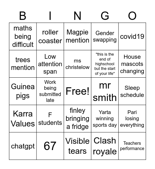 Graduation bingo Card