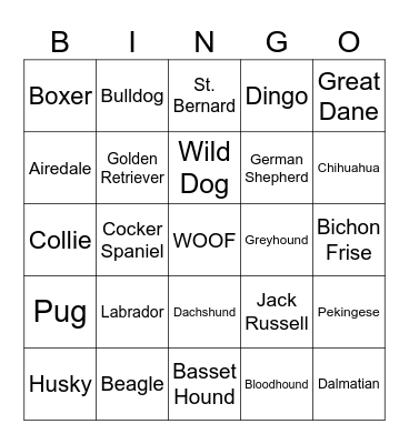 DOGS Bingo Card