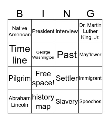 Unit 3- History Bingo Card