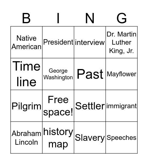 Unit 3- History Bingo Card