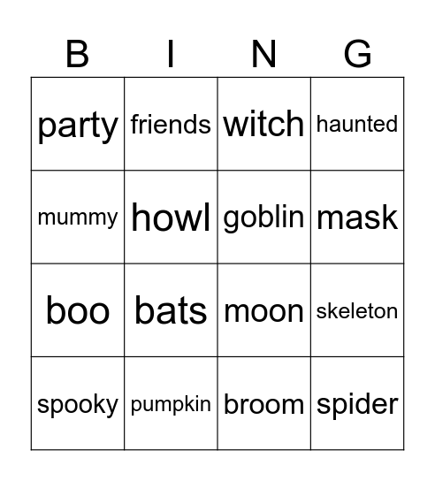 HALLOWEEN Bingo Card