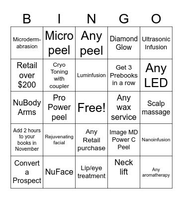 October Push Bingo Card