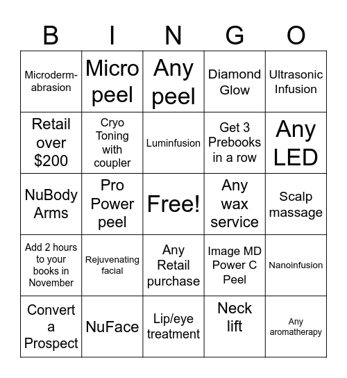 October Push Bingo Card