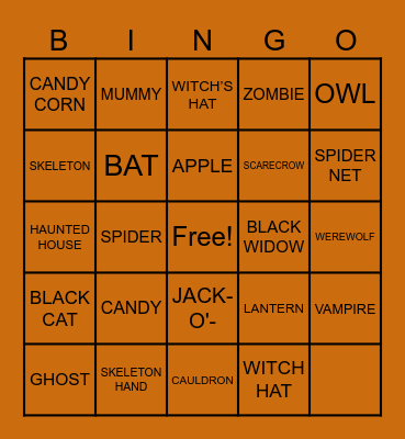 Fall Bingo - October Bingo Card
