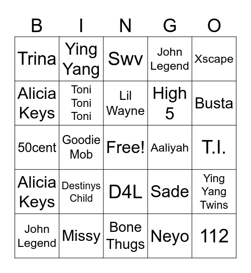 80s 90s Early 2000s Bingo Card