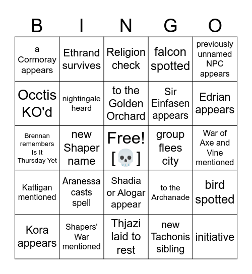 Turns Out The Gala Is A Halloween Party [Critical Role 4.04] Bingo Card