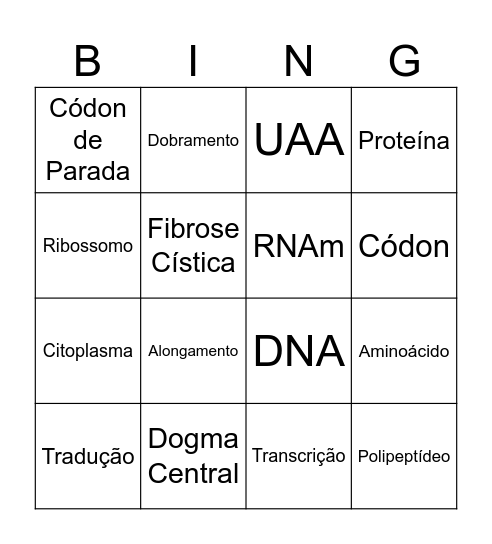 Tradução Bingo Card