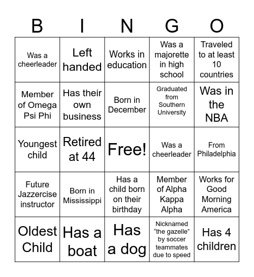Ron's 60th Birthday Bingo Card