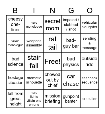 B-Movie Bingo Card