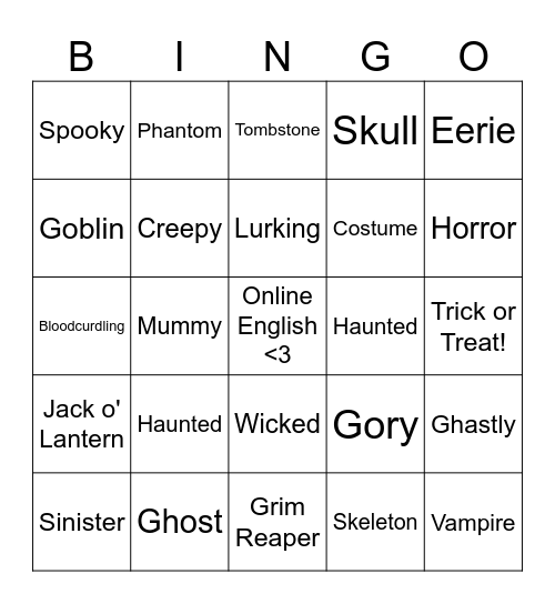 Halloween Bingo Card