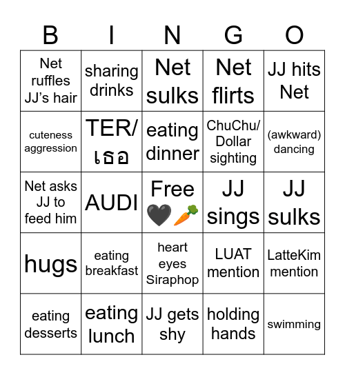 🖤 NETJJ VLOG 🥕 Bingo Card