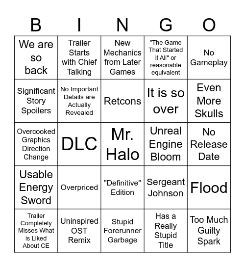 Halo CE Remake Bingo Card