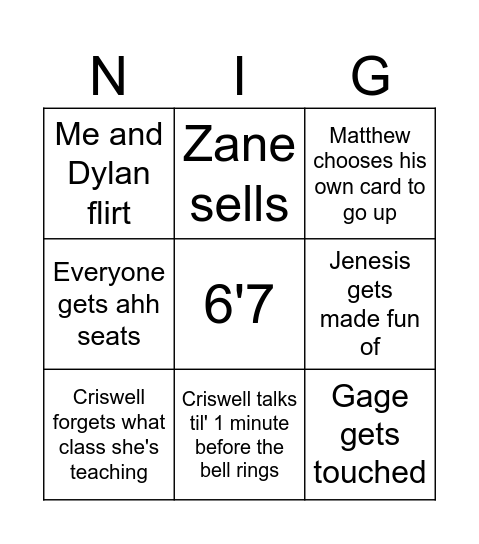 Criswell bingo Card