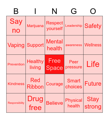 Red Ribbon Week Bingo Card