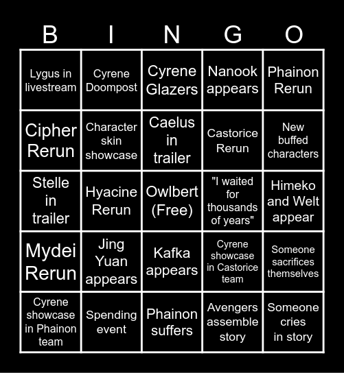 3.7 Livestream Bingo Card Bingo Card