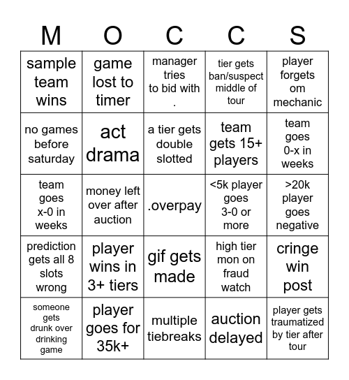 omcl 1 bingo Card
