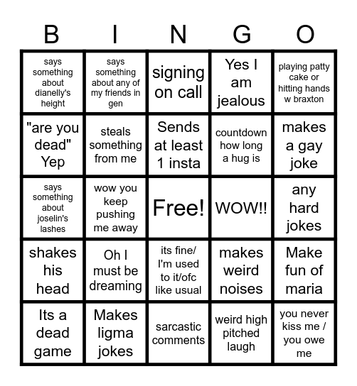 Chance Bingo Card
