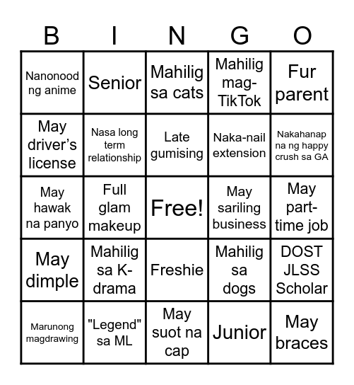 BUILDS A.Y. 2025-2026 BINGO! Bingo Card