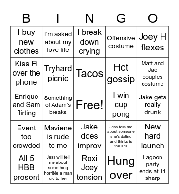 October 24-26 Weekend Bingo Card