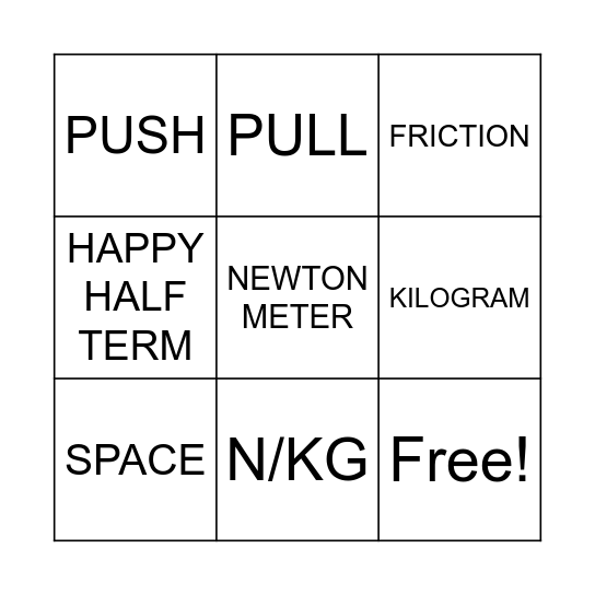 FORCES Bingo Card