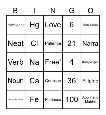 Educational Bingo Card