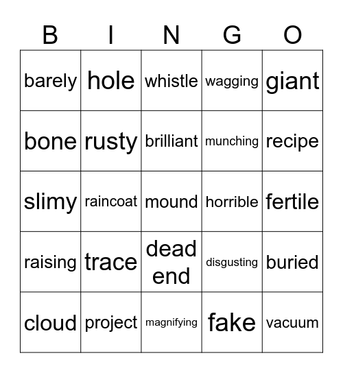 Nate the Great Robot Bingo Card