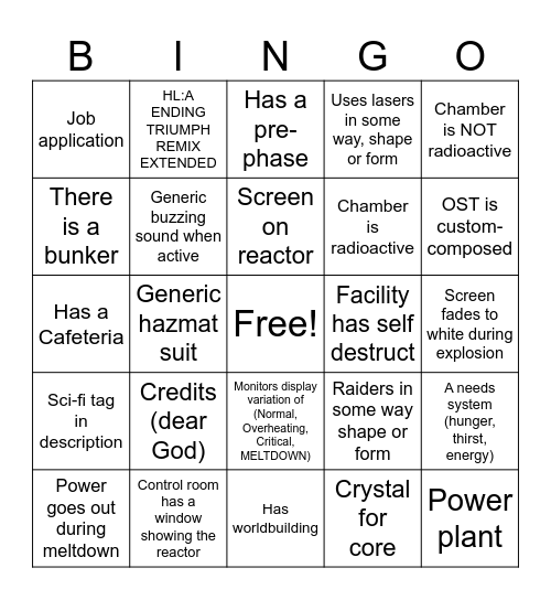 Roblox Core Game Bingo v2 Bingo Card