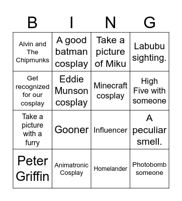 COMIC CON BINGO Card